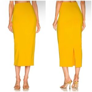 Michael Costello Amira Midi Skirt in Citrus Yellow Size M